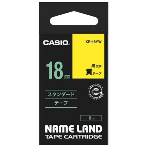 Ia adalah lindera 18mm dalam pita label CASIO COMPUTER Co., Ltd. XR-18YW kuning