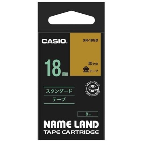 Nastro per etichette per computer Casio XR-18GD Oro con lettere nere 18 mm