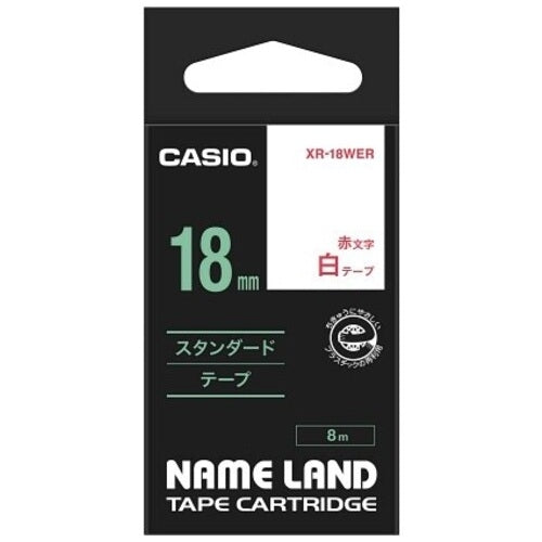 It is rubric 18mm in CASIO COMPUTER Co., Ltd. label tape XR-18WER white