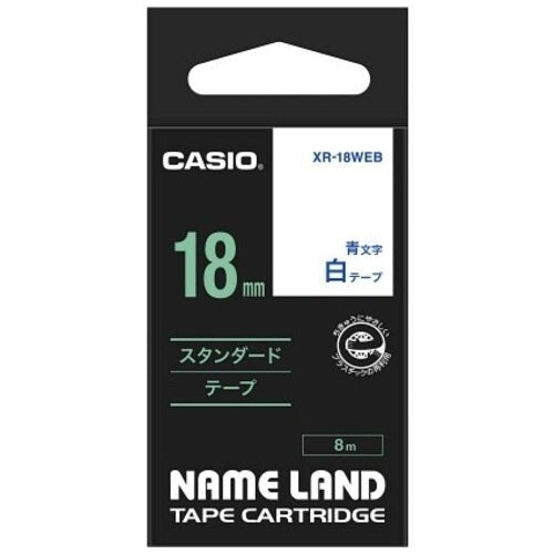 È una lettera blu da 18 mm nel nastro per etichette CASIO COMPUTER Co., Ltd. XR-18WEB bianco