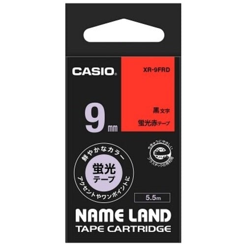 Kalkulator Casio pita pendarfluor XR-9FRD merah hingga hitam 9 mm