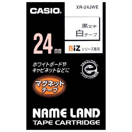 Casio Computer Magnetband XR-24JWE weiß auf schwarz 24 mm