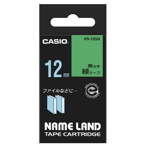 It is lindera 12mm in CASIO COMPUTER Co., Ltd. label tape XR-12GN green