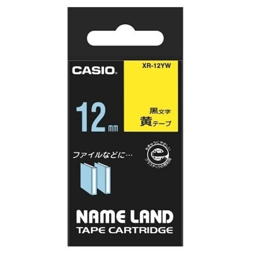 Casio Computer label tape XR-12YW yellow on black 12 mm