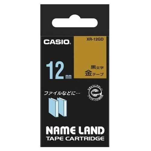 Pita label komputer Casio XR-12GD kepada hitam 12mm