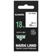 Ruban adhésif fort pour ordinateur Casio XR-18GWE lettres noires sur blanc 18 mm