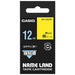 Casio calculator strength adhesive tape XR-12GYW yellow on black 12 mm