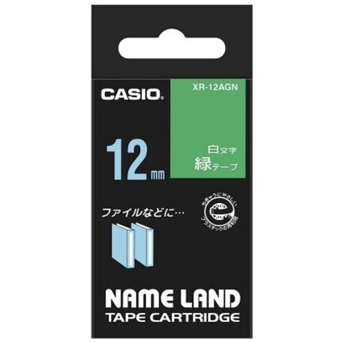 Ketik label komputer Casio XR-12AGN hijau putih-12 mm