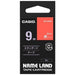 Pita label komputer Casio XR-9ARD merah putih-9 mm