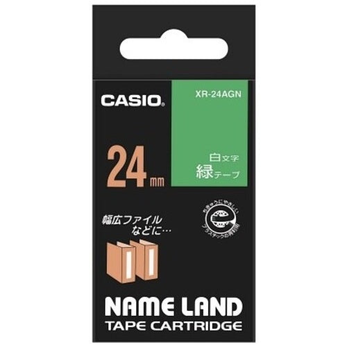 Il s'agit d'un caractère classique chinois 24 mm dans le ruban d'étiquettes CASIO COMPUTER Co., Ltd. XR-24AGN vert