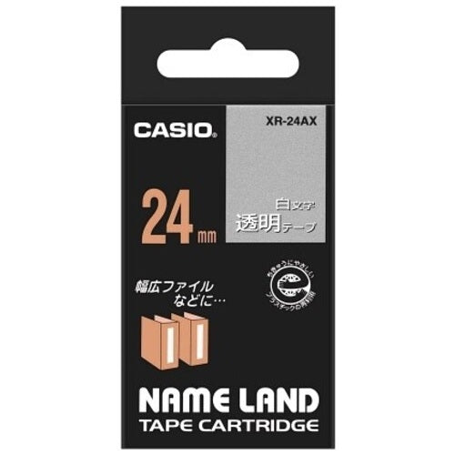 Casio Computer White Letter Tape XR-24AX Lettere bianche trasparenti 24 mm