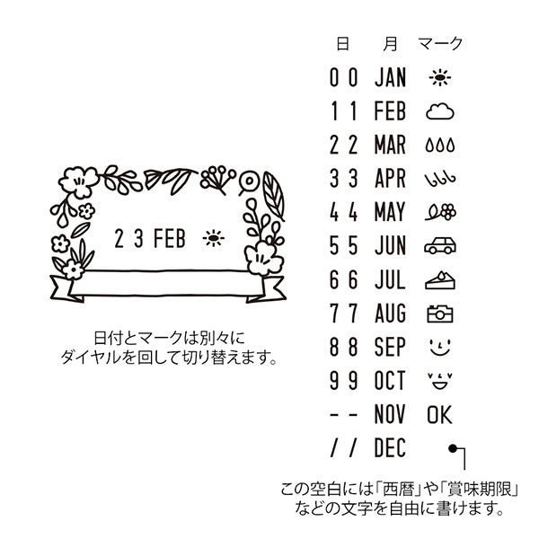 DF スタンプ 回転印 日付 35455 ミドリ 35455006（2セット）