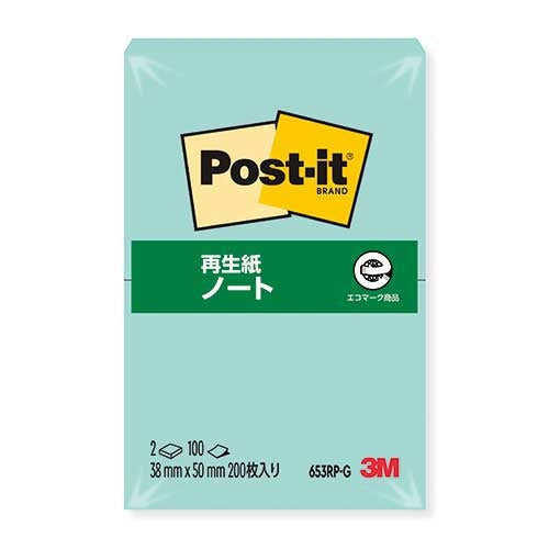 Блокнот 3M Japan Post-it из регенерированной бумаги 653RP-G зеленый