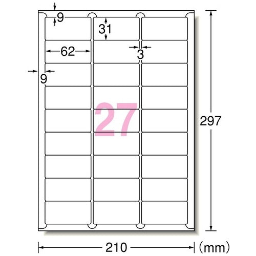 エーワン OAラベルHI-G27面四辺余白100シート76227 4906186762274