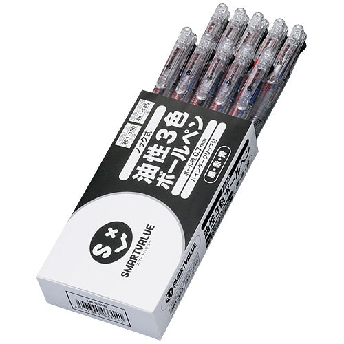 スマートバリュー 多色ボールペン透明 3色 H038J-3C 4547345031864