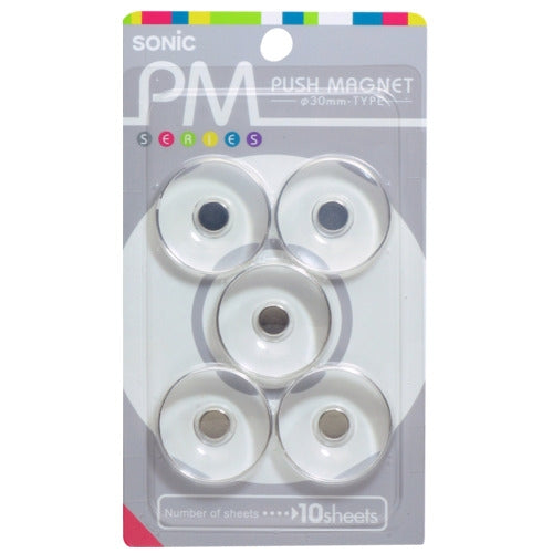 ソニック プッシュマグネットMG-793-T透明Φ30mm 5個 4970116031679