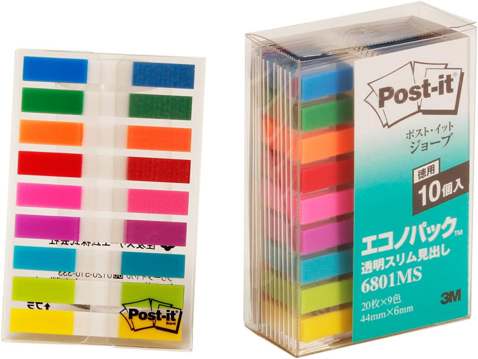 Post-it Jobe Título Transparente 44x6mm 20 hojas x 9 colores x 10 piezas 6801MS (10 juegos)