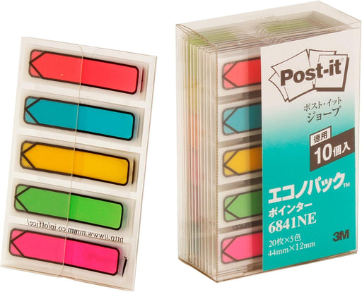 Post-it Jove Pointer 44x12mm 20 fogli x 5 colori x 10 pezzi 6841NE (10 set)