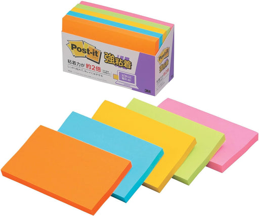 Post-it strong adhesive notes 75x127mm 90 sheets x 5 fluorescent 655-5SSAN (10 sets)