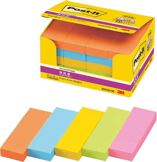 Post-it adesivi forti 75x25mm 90 fogli x 20 pezzi Colori misti 5001SS-NE (10 set)