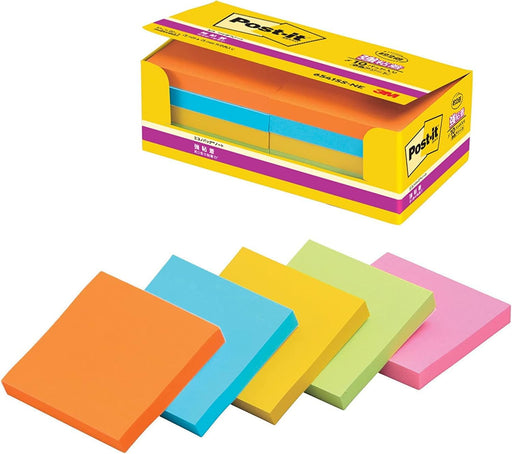Post-it adesivi forti 75x75mm 90 fogli x 10 fluorescenti 6541SS-NE (10 set)