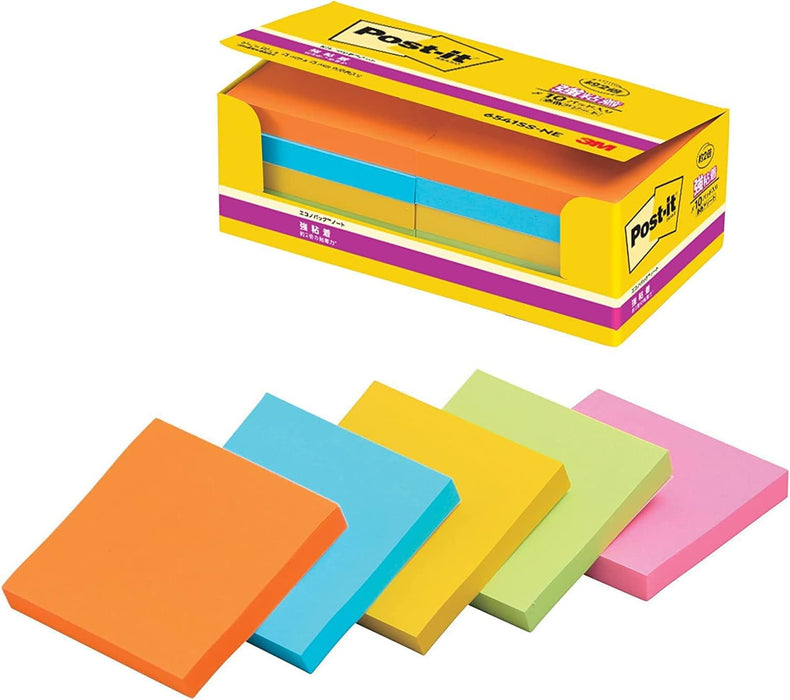 Post-it adesivi forti 75x75mm 90 fogli x 10 fluorescenti 6541SS-NE