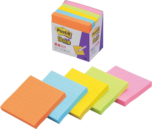 Post-it strong adhesive line notebook 75x75mm 90 sheets x5 ruled line fluorescent 630-5SSAN (10 sets)