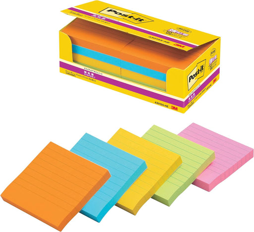 Post-it adesivo forte linea notes 75x75mm 90 fogli x 10 fluorescenti 6301SS-NE (10 set)