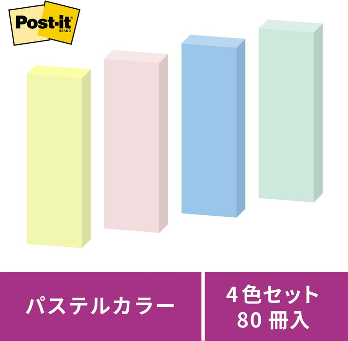 Notes autocollantes adhésives fortes Post-it à usage commercial 75 mm x 25 mm 4 couleurs 90 feuilles x 80 blocs 5004SS-K