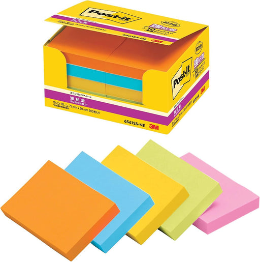Scotch 3M Post-It (R) Econo Pack (TM) Carnet adhésif fort 6561SS-NE paquet de 10 couleurs néon couleurs mélangées (10 jeux)