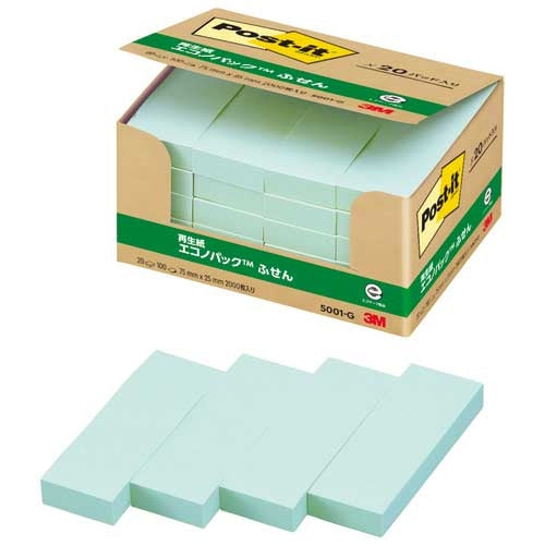 スリーエムジャパン Post-it 再生紙ふせん 5001-G グリーン 4901690742910