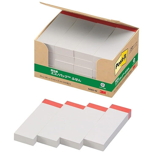 スリーエムジャパン Post-it 再生紙ふせん 5001-W ホワイト 4901690023699