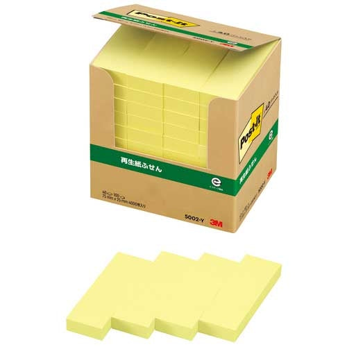スリーエムジャパン Post-it 再生紙経費削減 5002-Y イエロー 4519001437730