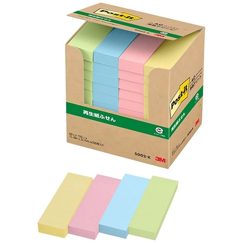 スリーエムジャパン Post-it 再生紙経費削減 5002-K 混色 4519001437723