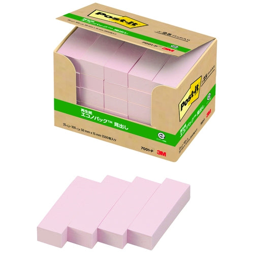 スリーエムジャパン Post-it 再生紙見出し 7001-P ピンク 4519001536860
