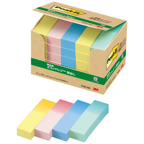 スリーエムジャパン Post-it 再生紙見出し 7001-GK 混色 4519001557506