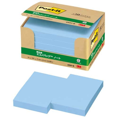 スリーエムジャパン Post-it 再生紙ノート 6561-B ブルー 4519001598691
