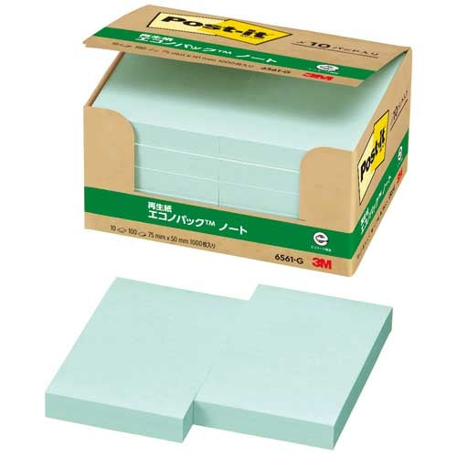 スリーエムジャパン Post-it 再生紙ノート 6561-G グリーン 4519001598707