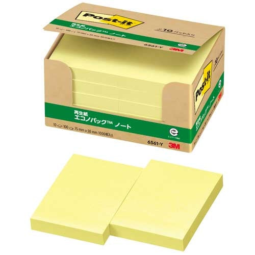 スリーエムジャパン Post-it 再生紙ノート 6561-Y イエロー 4519001598677