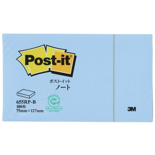 スリーエムジャパン Post-it 再生紙ノート 655RP-B ブルー 0021200514579