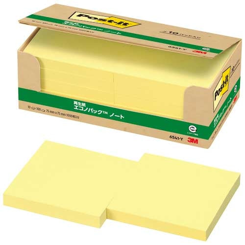 スリーエムジャパン Post-it 再生紙ノート 6541-Y イエロー 4519001541284