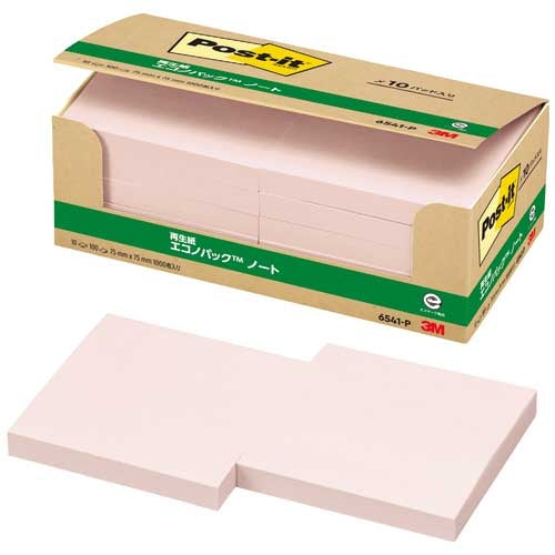 スリーエムジャパン Post-it 再生紙ノート 6541-P ピンク 4519001541291