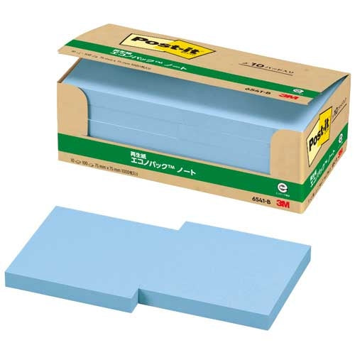 スリーエムジャパン Post-it 再生紙ノート 6541-B ブルー 4519001541307
