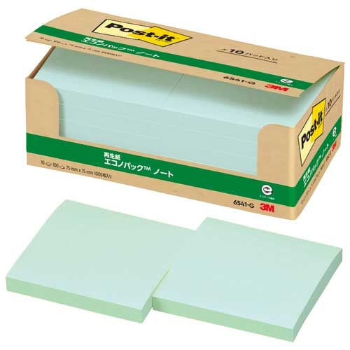 スリーエムジャパン Post-it 再生紙ノート 6541-G グリーン 4519001541314