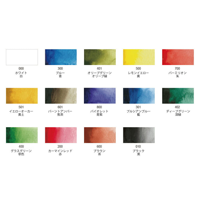 Ensemble de peinture Kuretake Ensemble d'aquarelle transparent Fis KG301-1 Ensemble de 14 couleurs