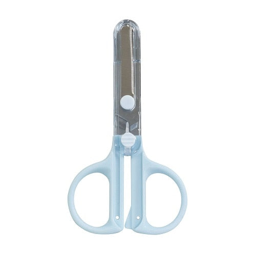 Kutsuwa Office Accessories, Compact Scissors with Integrated Cap, Blue SS124BL 4901478204746 (5 sets)
