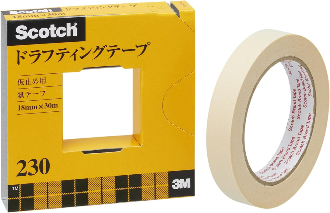 Ruban à dessin Scotch 3M 18 mm x 30 m avec cutter dans une boîte en papier 230-3-18 (10 jeux)