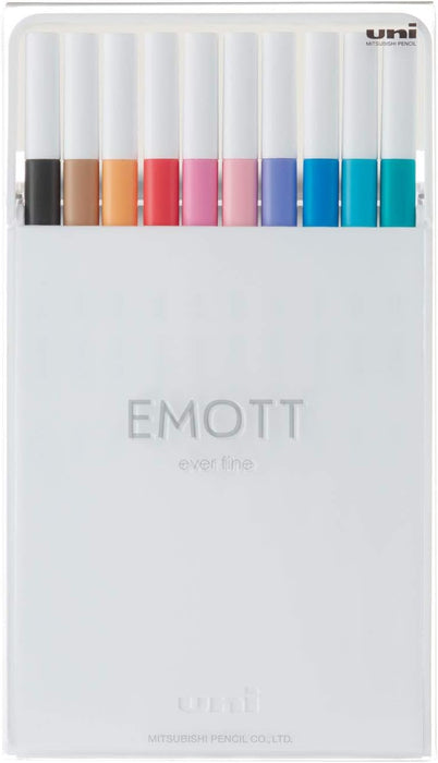 三菱鉛筆 水性ペン EMOTT エモット 10色 No.2 PEMSY10C.NO2 4902778248379