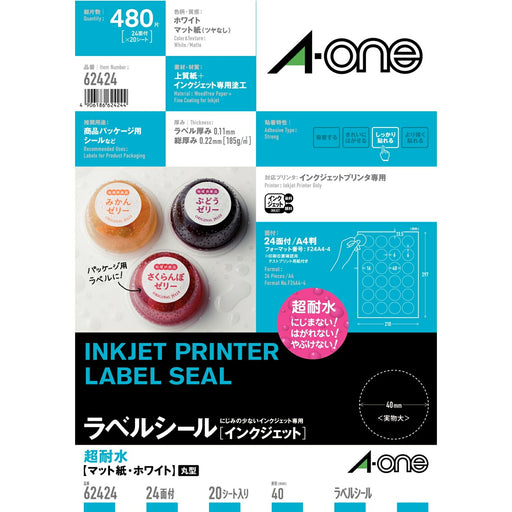 Tappetino super resistente all'acqua A-One Label 24 Maru 62424 (10 set)
