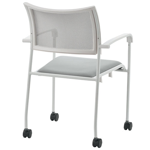 PLUS（プラス）オフィス家具 会議イス GKM-A50 ホワイト 肘付キャスタ脚　